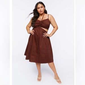 NWT Forever 21 cut out fit and flare midi dress in chocolate 3X